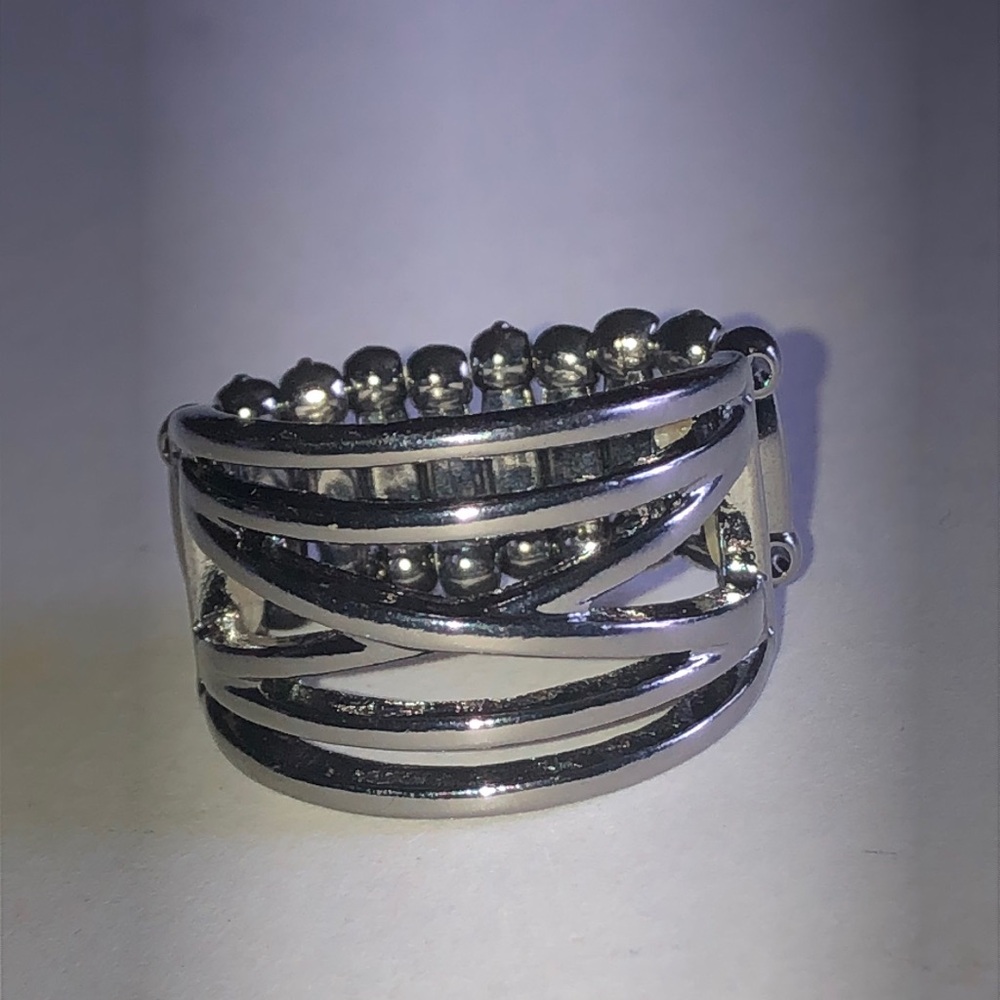 Dark Metal Multi-Band Statement Ring